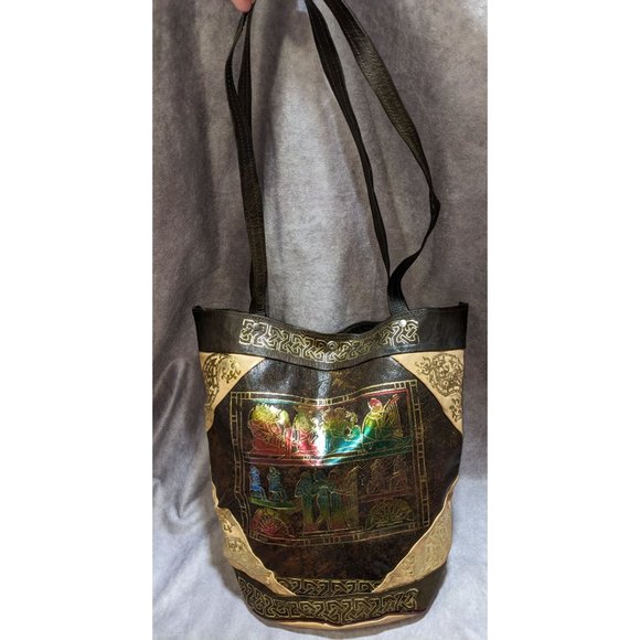 Metallic Rainbow Egyptian Hieroglyph Tote - Picture 2 of 5